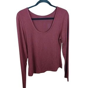 Ogl Lyocell Cashmere Multi-Wear Long Sleeve Top  Thumbholes Size XL Red Wine